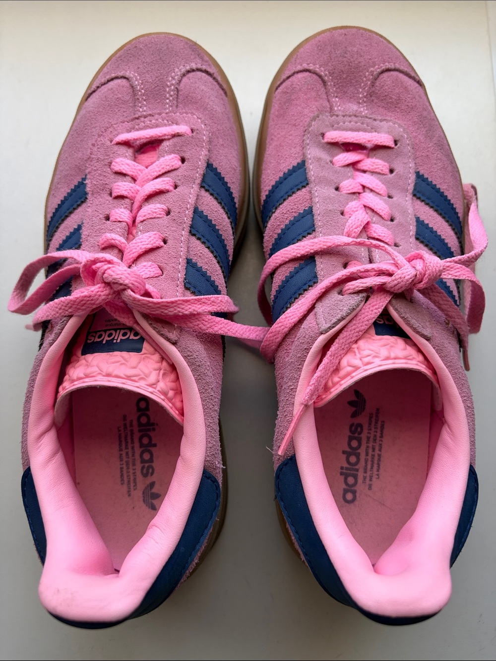 adidas Pink Suede Sneakers with Navy Three Stripes